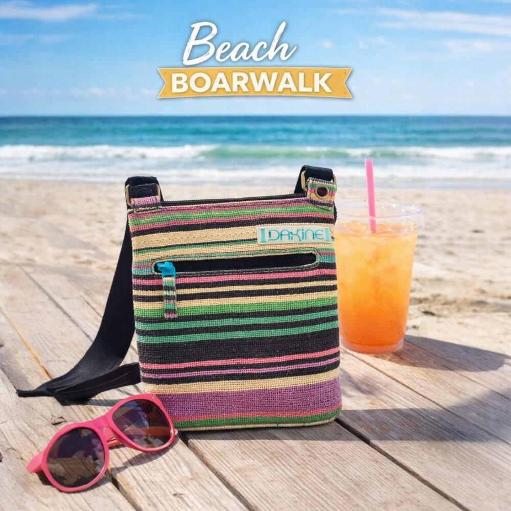 Dakine Jive Crossbody Bag | Festival Striped Jute Boho Surf Style Adjust Strap